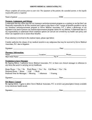 Grove Medical Associates Patient Form