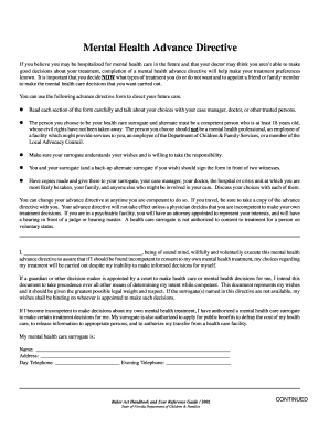 Mental Health Advance Directive