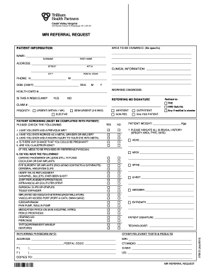 MRI Referral Request Form