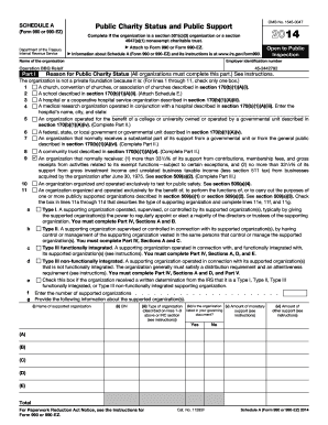 Schedule A Public Charity Status and Public Support