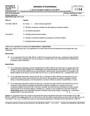 Schedule B Form 990 Contributor Information