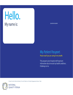 Patient Passport Health Information Form