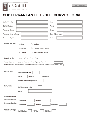 Subterranean Lift Site Survey Form