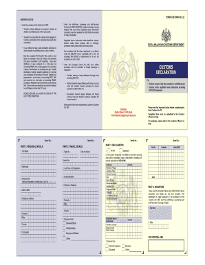 Malaysia Customs Declaration Form