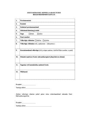 Estonia Consular Registration Application