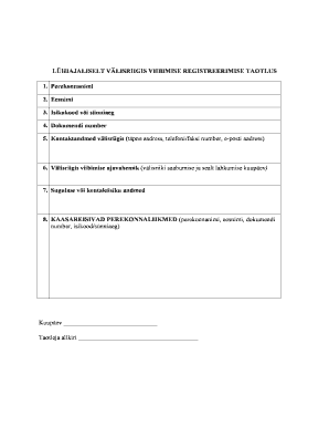 Short-Term Foreign Stay Registration Application