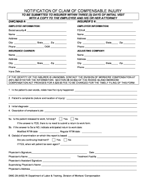 Notification of Claim of Compensable Injury