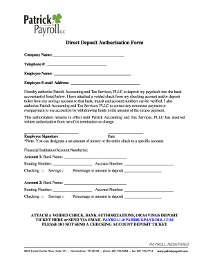 Direct Deposit Authorization Form
