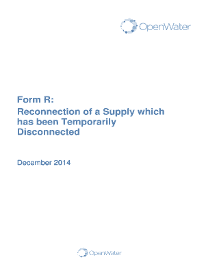 Form R: Reconnection of Temporarily Disconnected Supply