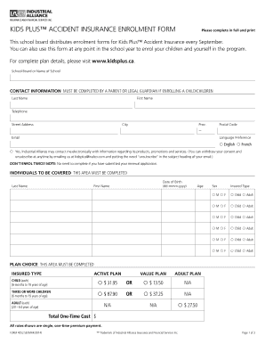 Kids Plus Accident Insurance Enrollment Form