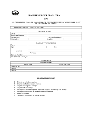 Health Insurance Claim Form