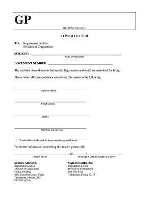 Amendment to Partnership Registration