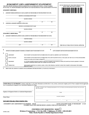 Florida Judgment Lien Amendment Statement