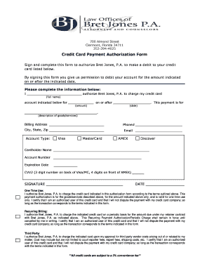 Credit Card Payment Authorization Form