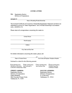 Florida Partnership Conversion Form