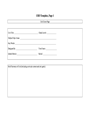 Unit By Design (UBD) Template
