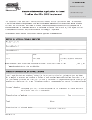 MassHealth Provider Application Supplement