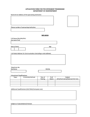 Application Form for Internship Programme