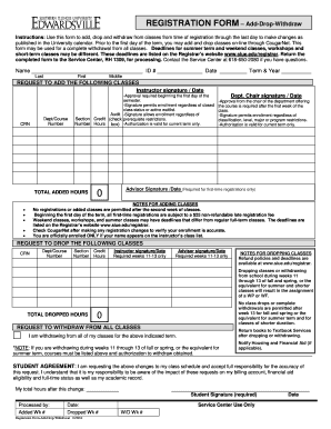 University Add-Drop-Withdraw Form