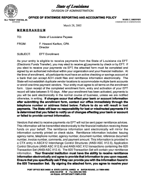 Louisiana EFT Enrollment Form