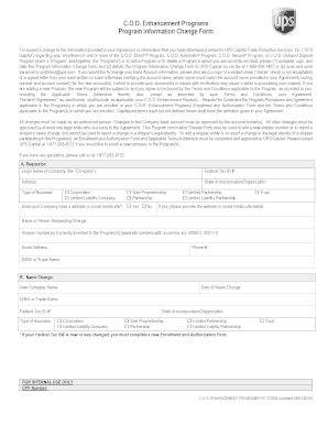 COD Enhancement Programs Information Change Form