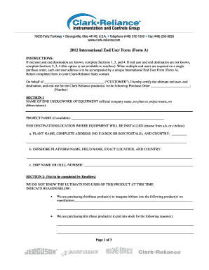 International End User Form