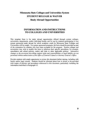 Minnesota State Student Release Waiver