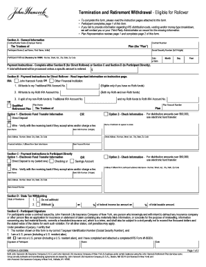 Termination and Retirement Withdrawal Form