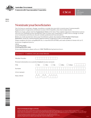 CSCri Beneficiary Nomination Form