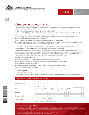 CSCri Retirement Income Account Change Form