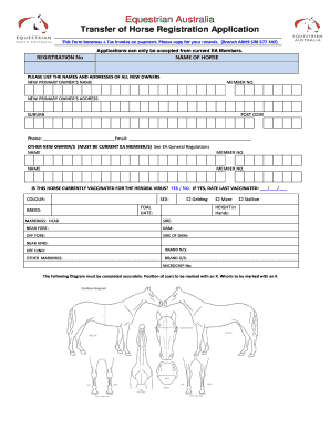 Equestrian Australia Horse Registration Transfer Application