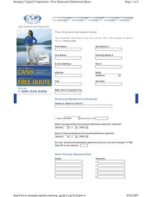 Structured Settlement Quote Form