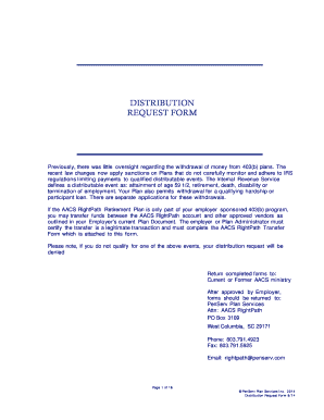 403(b) Distribution Request Form