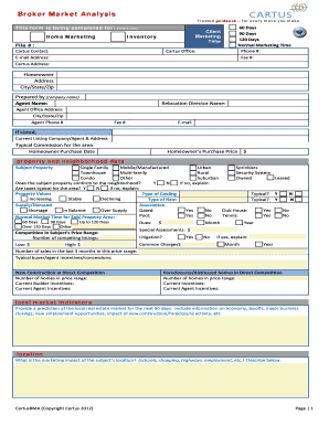 Broker Market Analysis Form