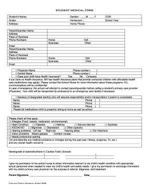 Student Medical Form
