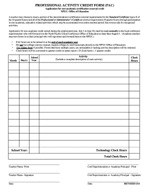 Professional Activity Credit Form