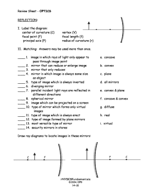 OPTICS Review Sheet