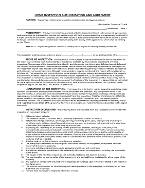 Home Inspection Authorization and Agreement