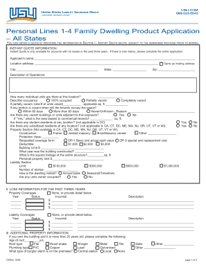Family Dwelling Insurance Application