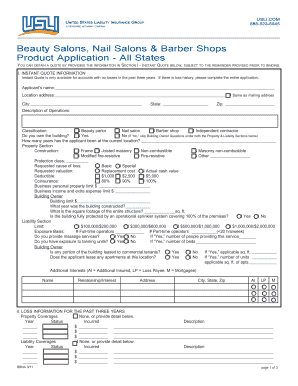 Beauty Salon Insurance Application Form