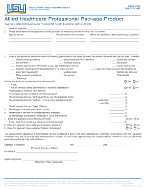 Day Spa Services Massage Therapist Supplemental Application
