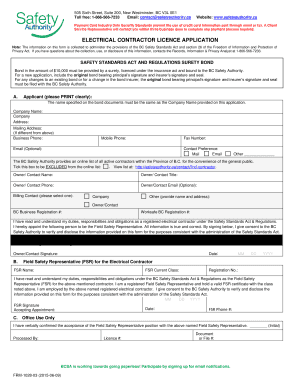 Electrical Contractor Licence Application