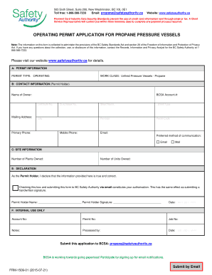 Operating Permit Application for Propane Pressure Vessels
