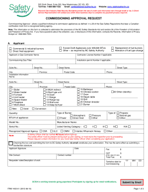 Commissioning Approval Request Form