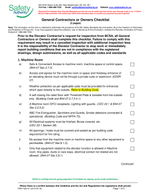 Elevator Safety Checklist Form