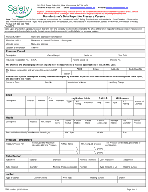 Manufacturer's Data Report for Pressure Vessels