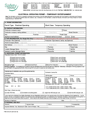 Electrical Operating Permit – Temporary Entertainment