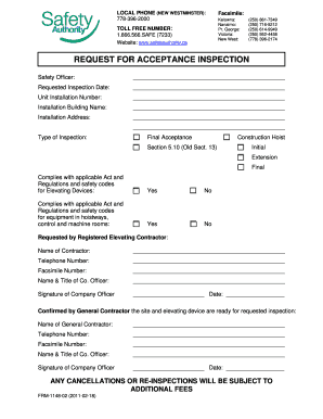 Request for Acceptance Inspection