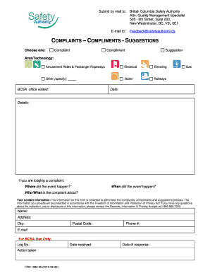 British Columbia Safety Authority Feedback Form