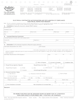 Electrical Contractor Authorization and Declaration of Compliance